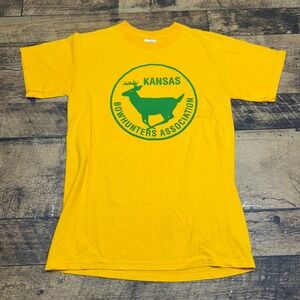 Gildan‎ Kansas Bowhunters Association Graphic Tee Hunting Outdoors Small Yellow